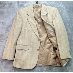 Austin Manor Blazer Men Size 40s Beige Tan Silk Tweed Sports Coat Wedding Office